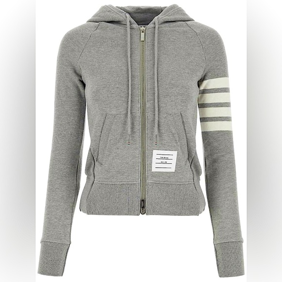 ТНОМ BROWNE Full Zip Hoodie With Engineered 4-Bar Stripe - Picture 3 of 5